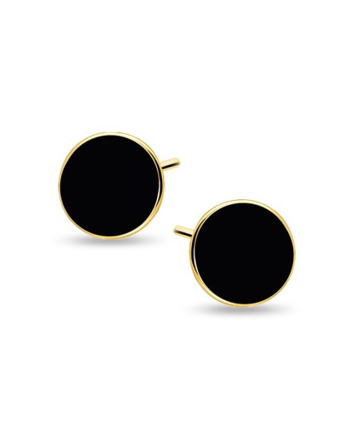 Srebrne pozłacane kolczyki pr.925 czarne emaliowane kółeczka