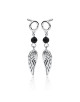 SREBRNE KOLCZYKI SKRZYDŁA Z CZARNĄ CYRKONIĄ\ SPINELEM PR.925
