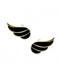 Srebrne kolczyki - skrzydła z czarną emalią pr. 925 pozłacane