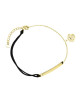 Srebrna pr.925 bransoletka z czarnym sznurkiem - pozłacana, łapka pies/ kot