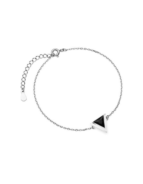 Bransoletka celebrytka trójkąt z czarną cyrkonią pr.925