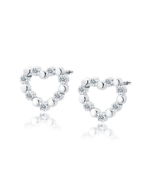 Srebrne kolczyki pr.925 serce z cyrkoniami