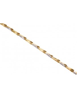 Złota elegancka bransoletka z dodatkiem białego złota oraz frezami