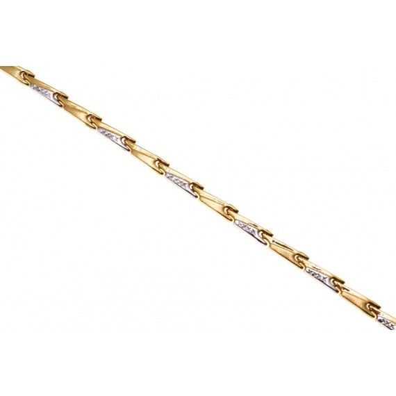 Złota elegancka bransoletka z dodatkiem białego złota oraz frezami