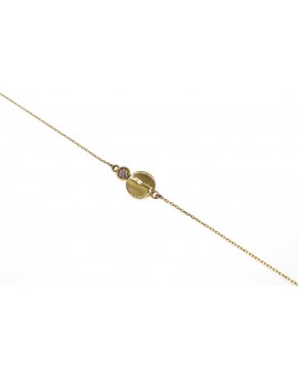 Złota bransoletka celebrytka- koło wraz z kółkiem wysadzanym cyrkoniami