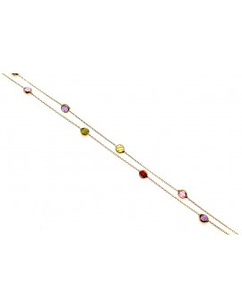 Złota podwójna bransoletka- kolorowe cyrkonie