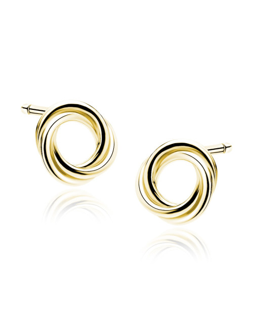 Srebrne pozłacane kolczyki pr.925 - plecione kółka