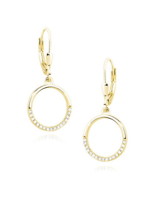 Srebrne wiszące kolczyki, okrąg z cyrkoniami pr925