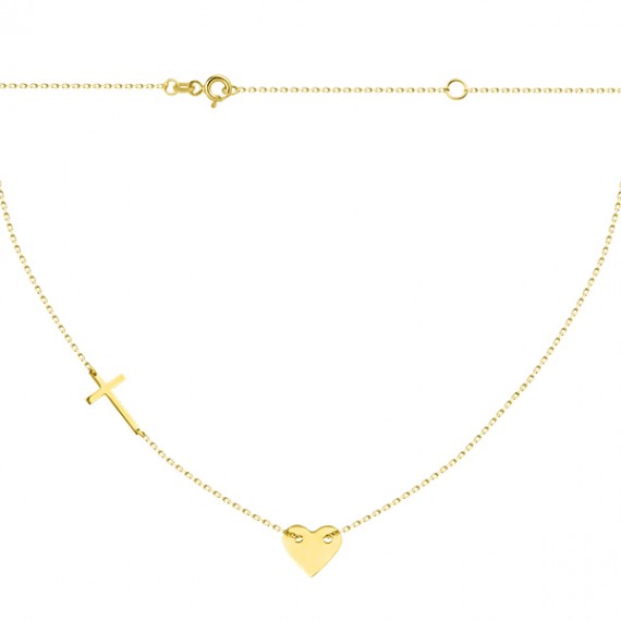 Złoty naszyjnik celebrytka - krzyżyk serce