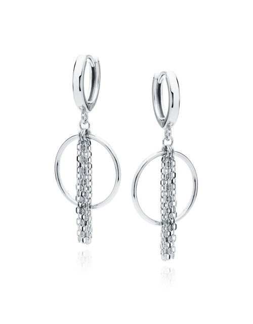 Srebrne kolczyki pr.925 - kółeczka z łańcuszkami