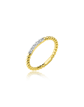 Złoty pierścionek kuleczki z cyrkoniami