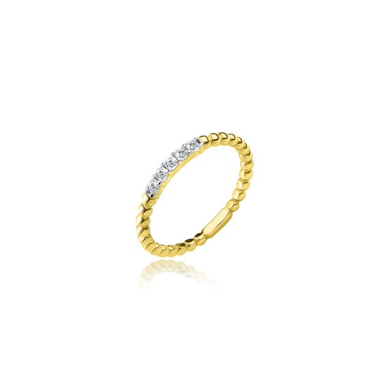 Złoty pierścionek kuleczki z cyrkoniami