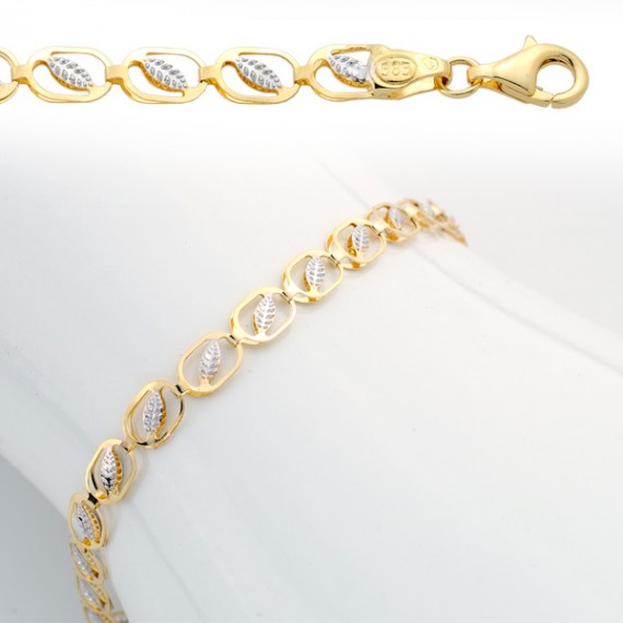 Złota elegancka bransoletka - białe i żółte złoto
