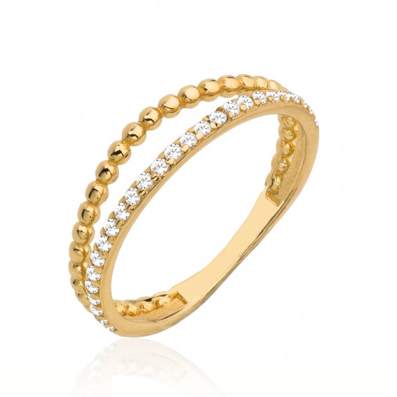 Złoty pierścionek obrączkowy z cyrkoniami
