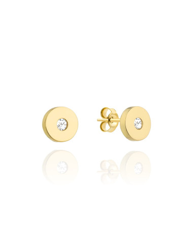 Kolczyki złote pełne kółko z cyrkonią na środku (Gramatura: 1.04)