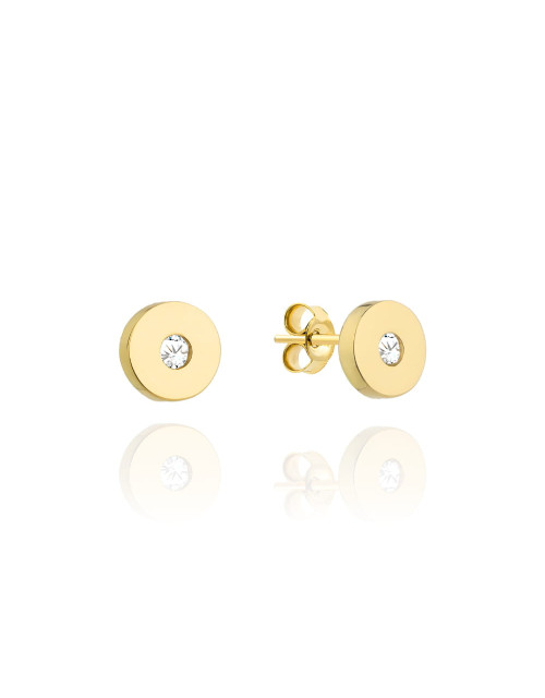 Kolczyki złote pełne kółko z cyrkonią na środku (Gramatura: 1.04)