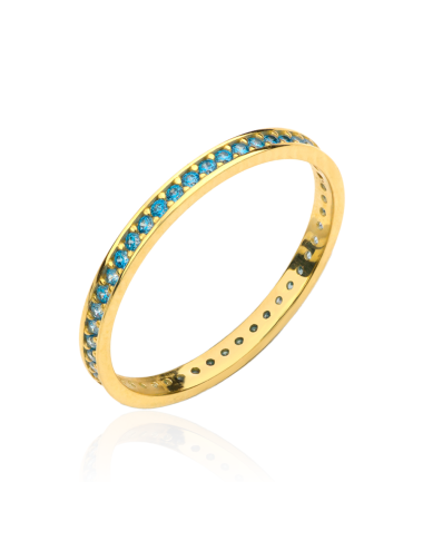 Pierścionek złoty wysadzany błękitnymi kamieniami (Rozmiar: 9 pr. 585 Gramatura: 1.07)