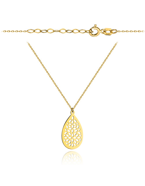 Naszyjnik złoty owal z delikatnym kwiatkowym wzorem (Gramatura: 1.32)