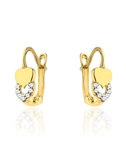 Kolczyki złote topniejące serce i cyrkonie (Gramatura: 1.06)