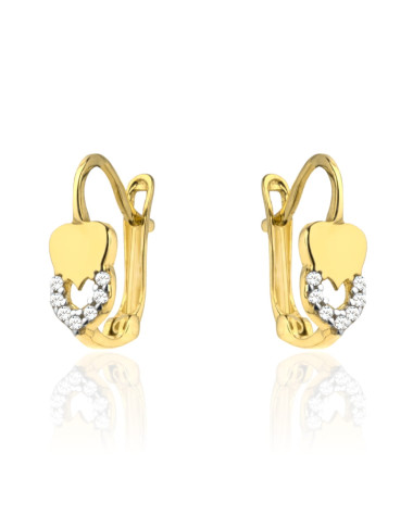 Kolczyki złote topniejące serce i cyrkonie (Gramatura: 1.09)
