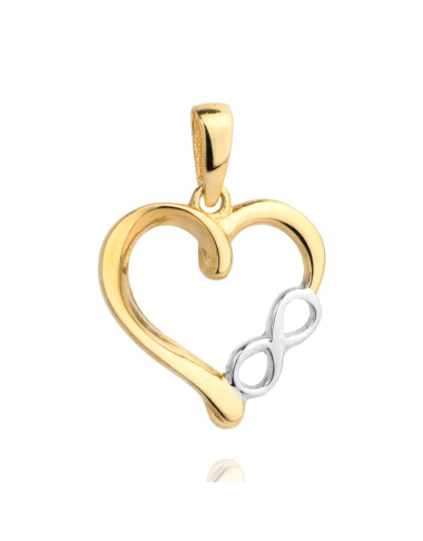 Zawieszka złote serce ze znakiem nieskończoności w białym złocie (Gramatura: 0.85)