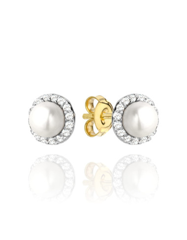 Kolczyki złote perełka otoczona cyrkoniami (Gramatura: 1.66)