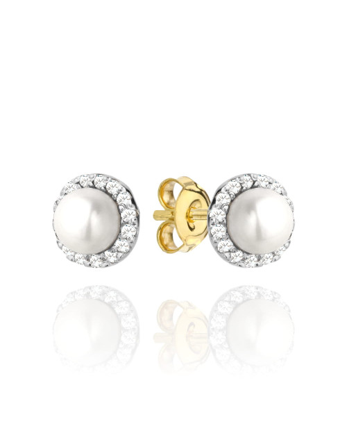 Kolczyki złote perełka otoczona cyrkoniami (Gramatura: 1.66)