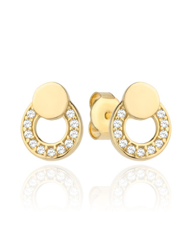 Kolczyki złote kółko i ring wysadzany cyrkoniami (Gramatura: 1.18)