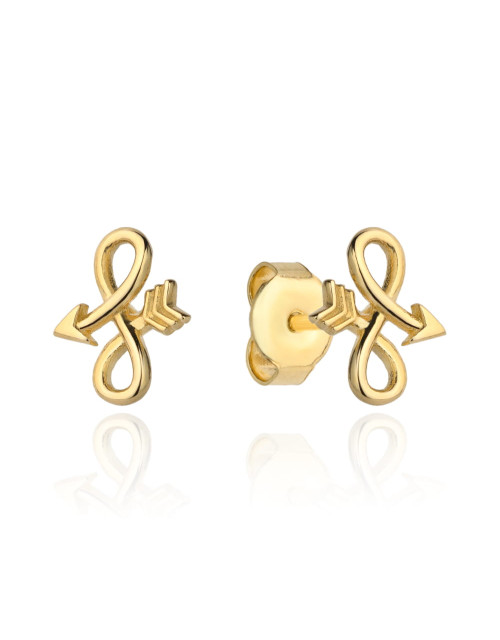 Złote kolczyki strzałka w kształcie nieskończoności (Gramatura: 0.94)