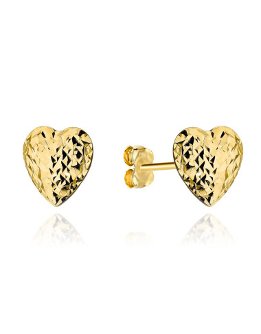 Kolczyki złote super lekkie serca diamentowane duże (Gramatura: 0.82)