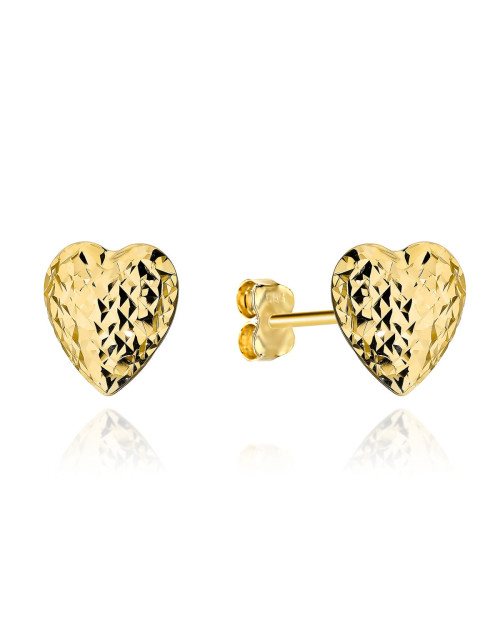 Kolczyki złote super lekkie serca diamentowane duże (Gramatura: 0.82)