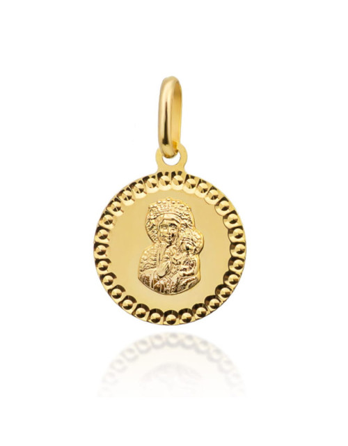 Medalik złoty Matka Boska Częstochowska w ozdobnej oprawie (Gramatura: 0.92)