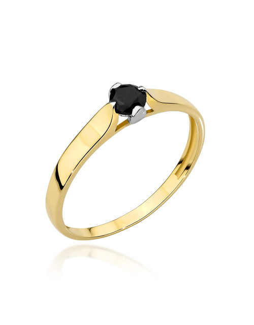 Pierścionek złoty z czarnym kamieniem i białe złoto (Rozmiar:18 pr. 585 Gramatura: 1.84)
