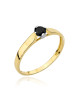 Pierścionek złoty z czarnym kamieniem i białe złoto (Rozmiar:11 pr. 585 Gramatura: 1.69)