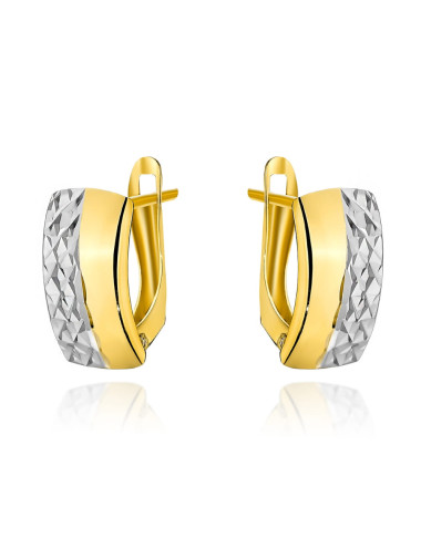 Kolczyki złote z diamentowaniem w białym złocie (Gramatura: 1.31)