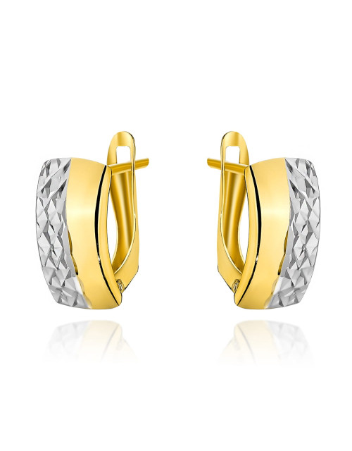 Kolczyki złote z diamentowaniem w białym złocie (Gramatura: 1.31)