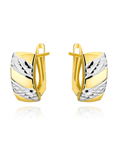 Kolczyki złote z ozdobnym diamentowaniem na angielskim zapięciu (Gramatura: 1.37)