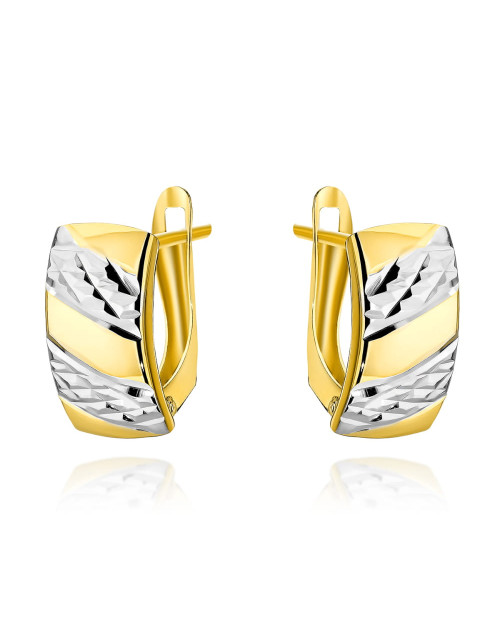 Kolczyki złote z ozdobnym diamentowaniem na angielskim zapięciu (Gramatura: 1.37)