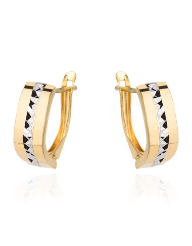 Kolczyki złote z diamentowaniem i gładkimi brzegami (Gramatura: 1.44)