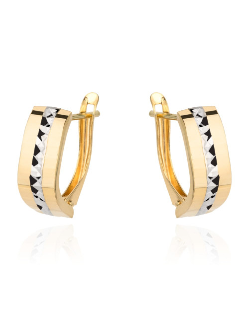 Kolczyki złote z diamentowaniem i gładkimi brzegami (Gramatura: 1.44)