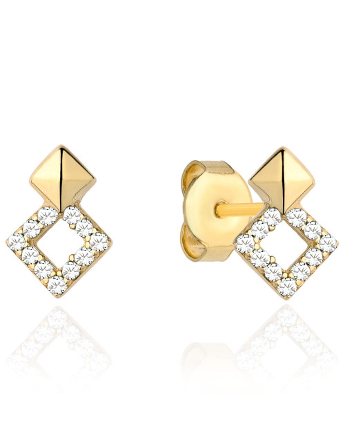 Kolczyki złote dwa romby z cyrkoniami (Gramatura: 0.93)