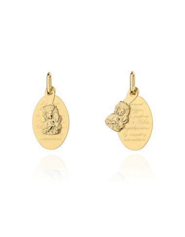 Medalik złoty Matka Boska Częstochowska z modlitwą Zdrowaś Maryjo (Gramatura: 1.04)