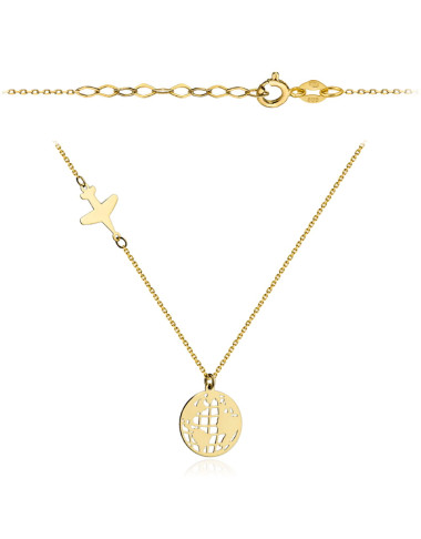 Naszyjnik złoty samolot i kula ziemska (Gramatura: 1.41)