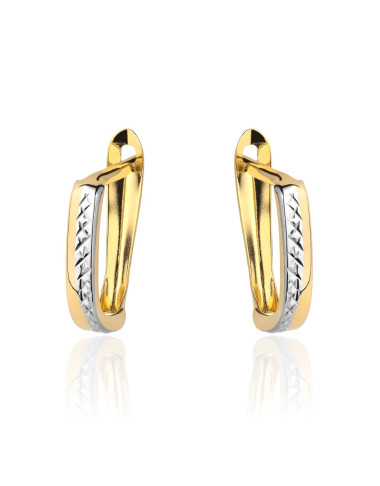 Kolczyki złote z diamentowaniem w dwóch kolorach złota (Gramatura: 0.82)