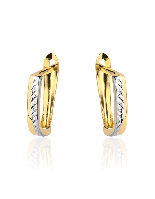 Kolczyki złote z diamentowaniem w dwóch kolorach złota (Gramatura: 0.82)