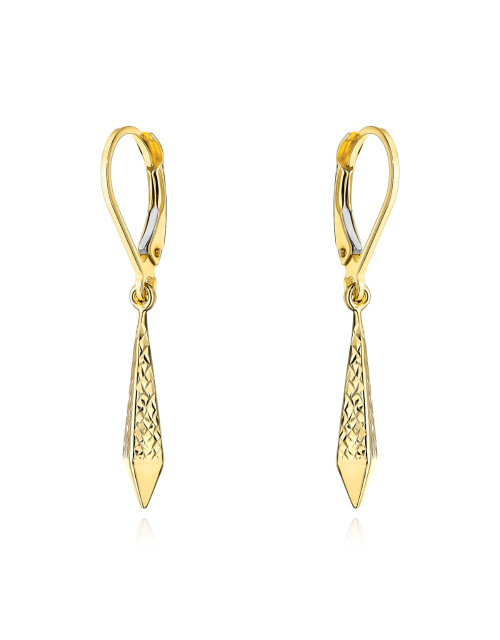 Kolczyki złote romby z diamentowaniem (Gramatura: 1.24)