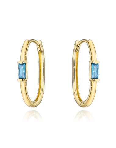 Kolczyki złote z centralnym błękitnym kamieniem (Gramatura: 1.65)