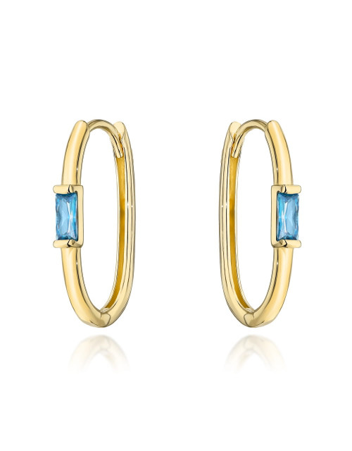 Kolczyki złote z centralnym błękitnym kamieniem (Gramatura: 1.65)