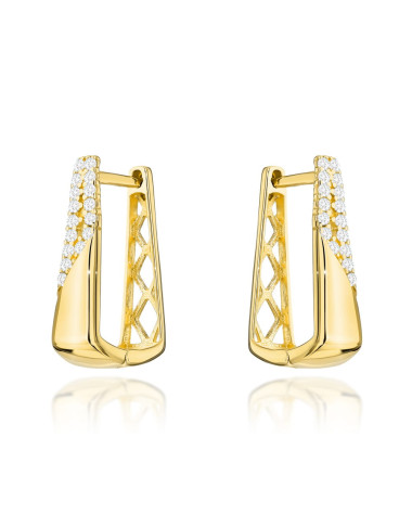 Kolczyki złote zdobione cyrkoniami i ażurowym tyłem (Gramatura: 2.29)