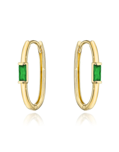 Kolczyki złote z centralnym zielonym kamieniem (Gramatura: 1.56)